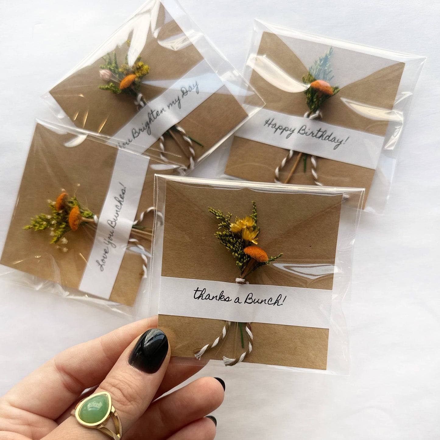 Thanks a Bunch Mini Orange Dried Floral Bouquet Card 