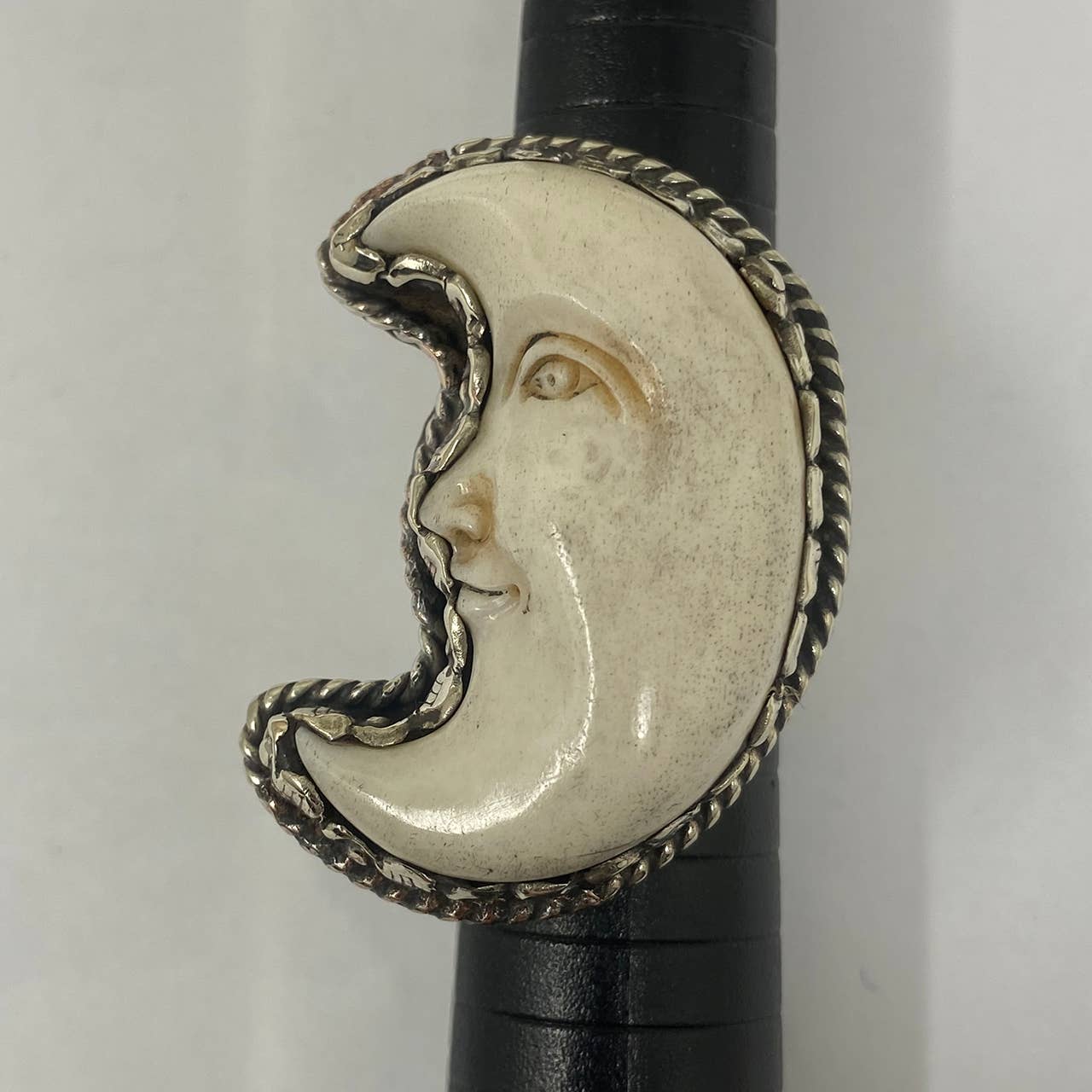 Bone Half moon Metal Ring