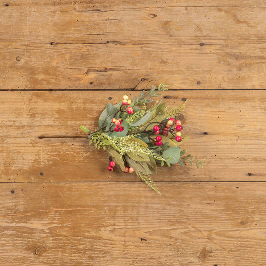 16" Green & Pink Mixed Leaves with Berries Bush