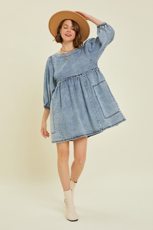 Heyson Washed Denim Oversized Babydoll Dress