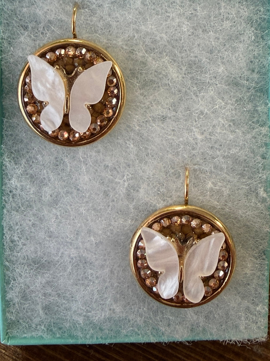 Mustard Seed White Butterfly Earrings