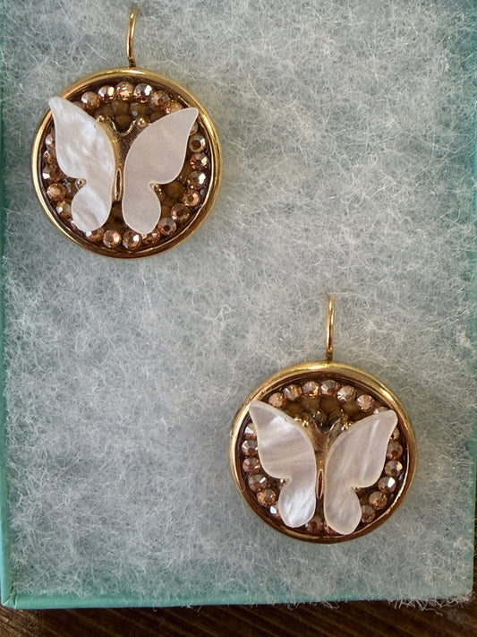 Mustard Seed White Butterfly Earrings