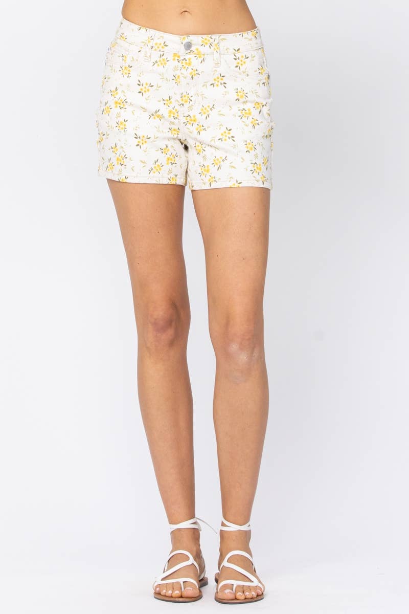 FLOWER PRINT SHORTS - PLUS