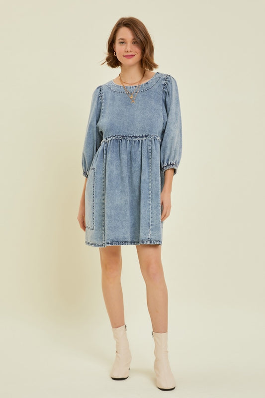 Heyson Washed Denim Oversized Babydoll Dress