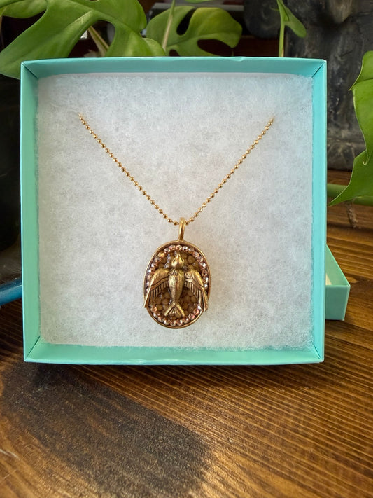 Mustard Seed Dove Oval Necklace