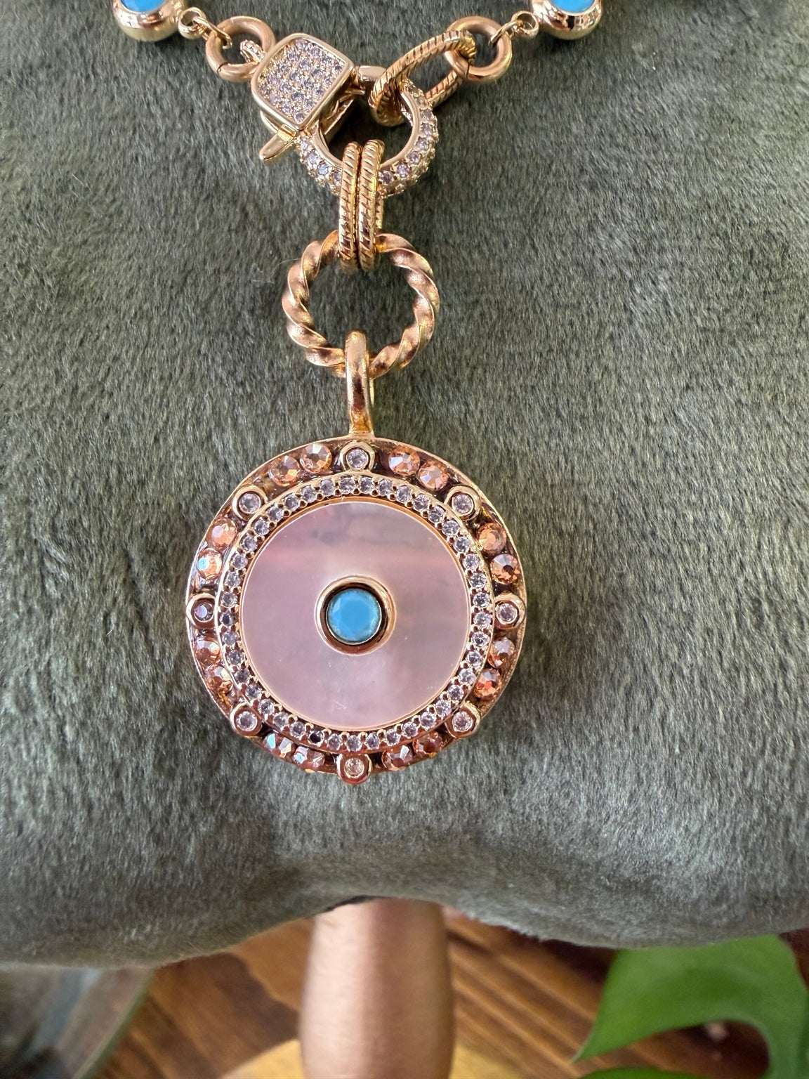 Mustard Seed Turquoise Disk Necklace