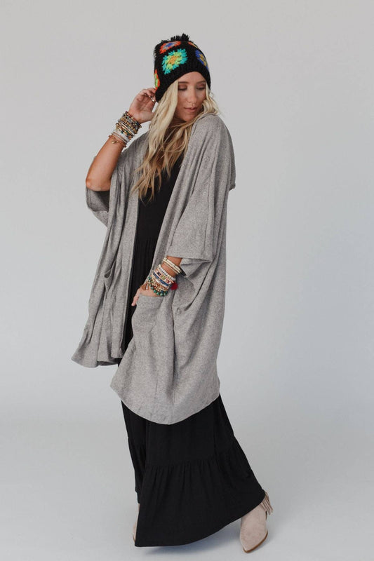 Boho Hooded Ribbed Sweater - Oatmeal