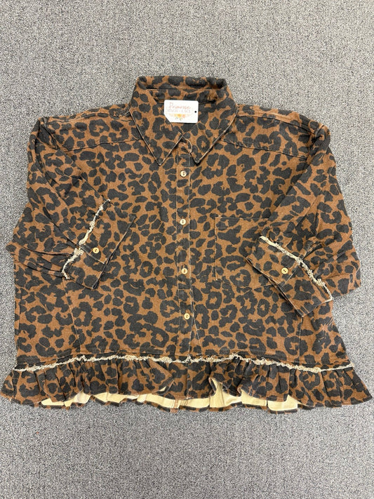 Wild & Ruffled Leopard Denim Top