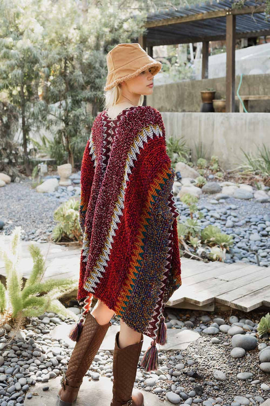 Western Colorful Crochet Patterned Ruana - The Original!