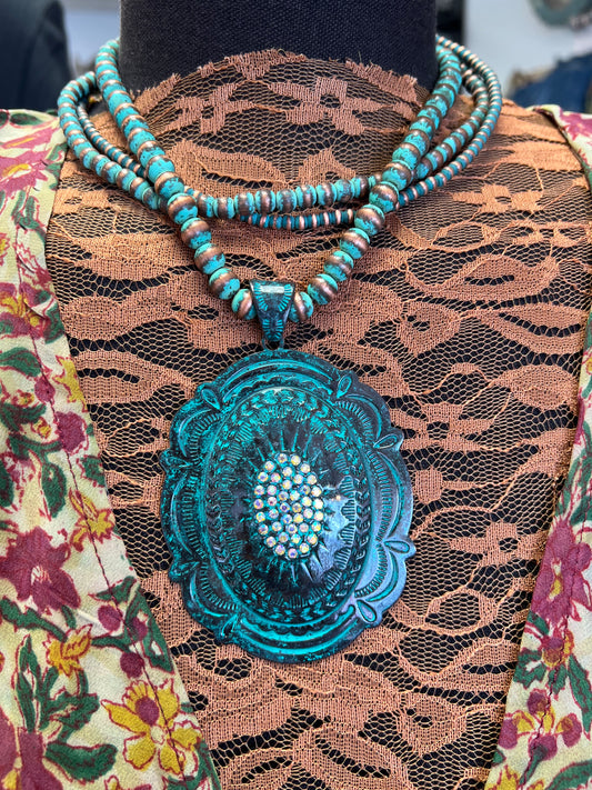 Boho Bloom Patina Necklace