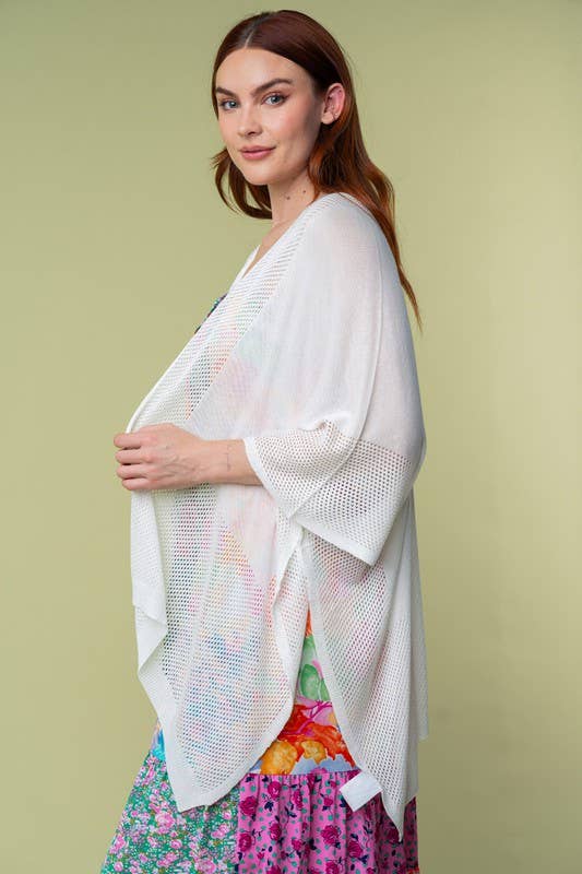T25067 Three Quarter Sleeve Solid Knit Cardigan