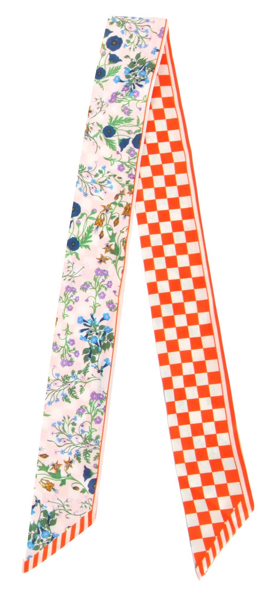 Check Floral Skinny Scarf