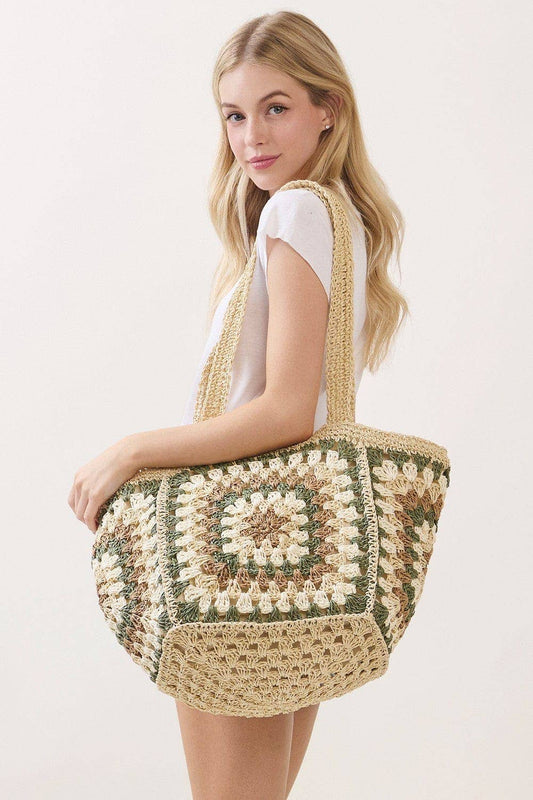 MB0353 Maisie Oversized Granny Square Chic Tote Bag