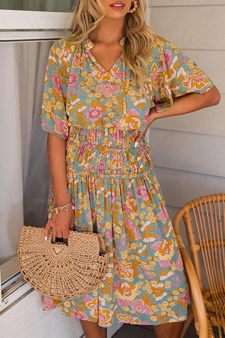 Boho Smocked Waist Dress