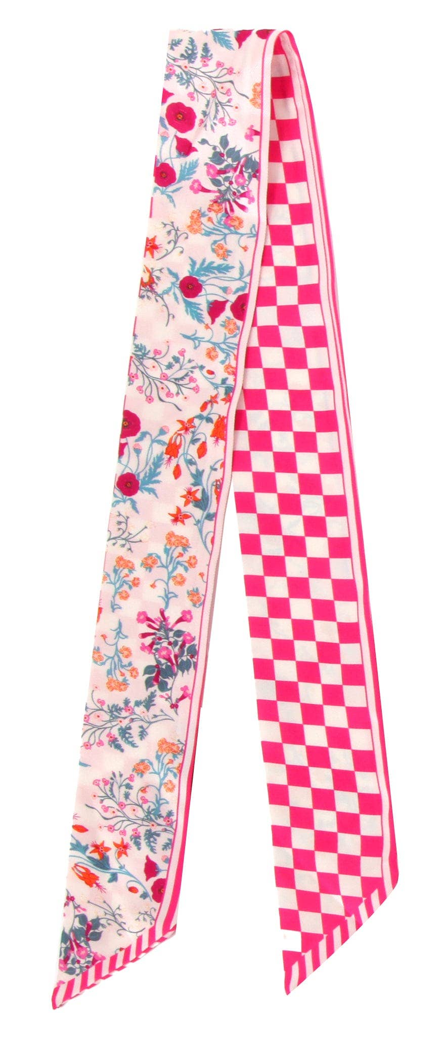 Check Floral Skinny Scarf