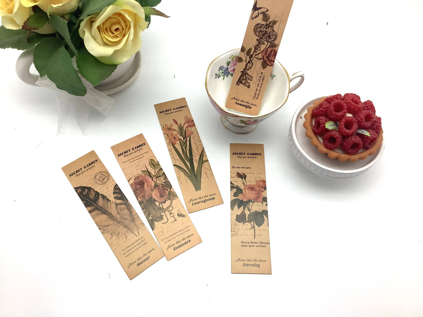 Tea and Bookmark with French Tea packet Secret Garden