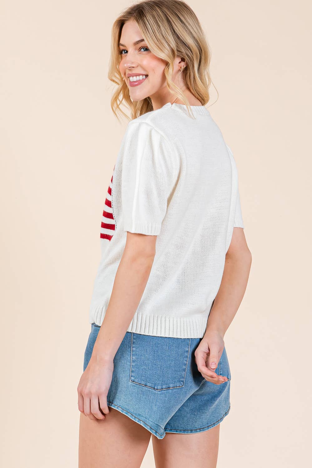 Plus American Flag Short Sleeve Knit Top
