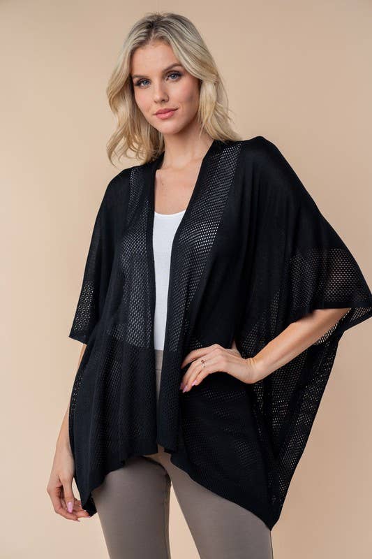 T25067 Three Quarter Sleeve Solid Knit Cardigan