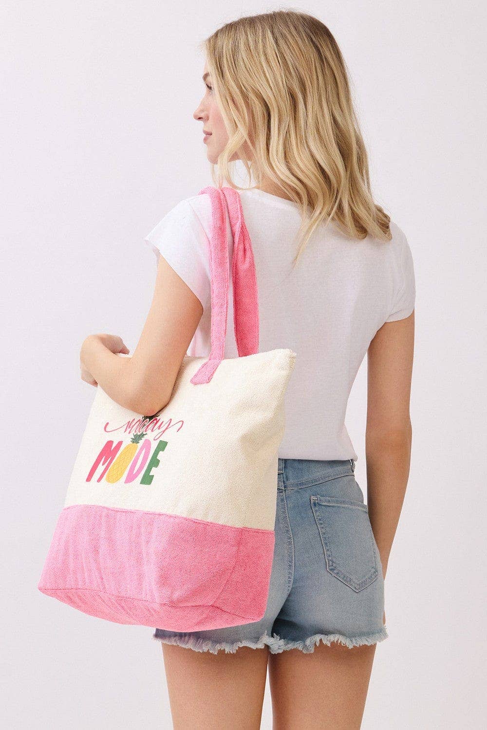 MB0343 Vacay Mode Terry Beach Tote Bag