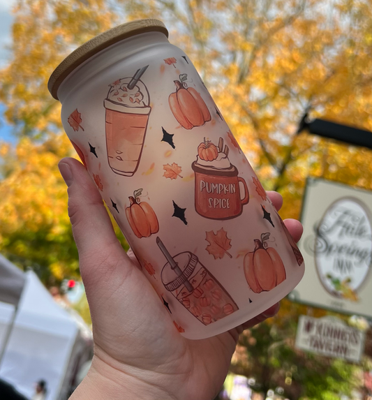 Pumpkin Spice Glass Can Cup