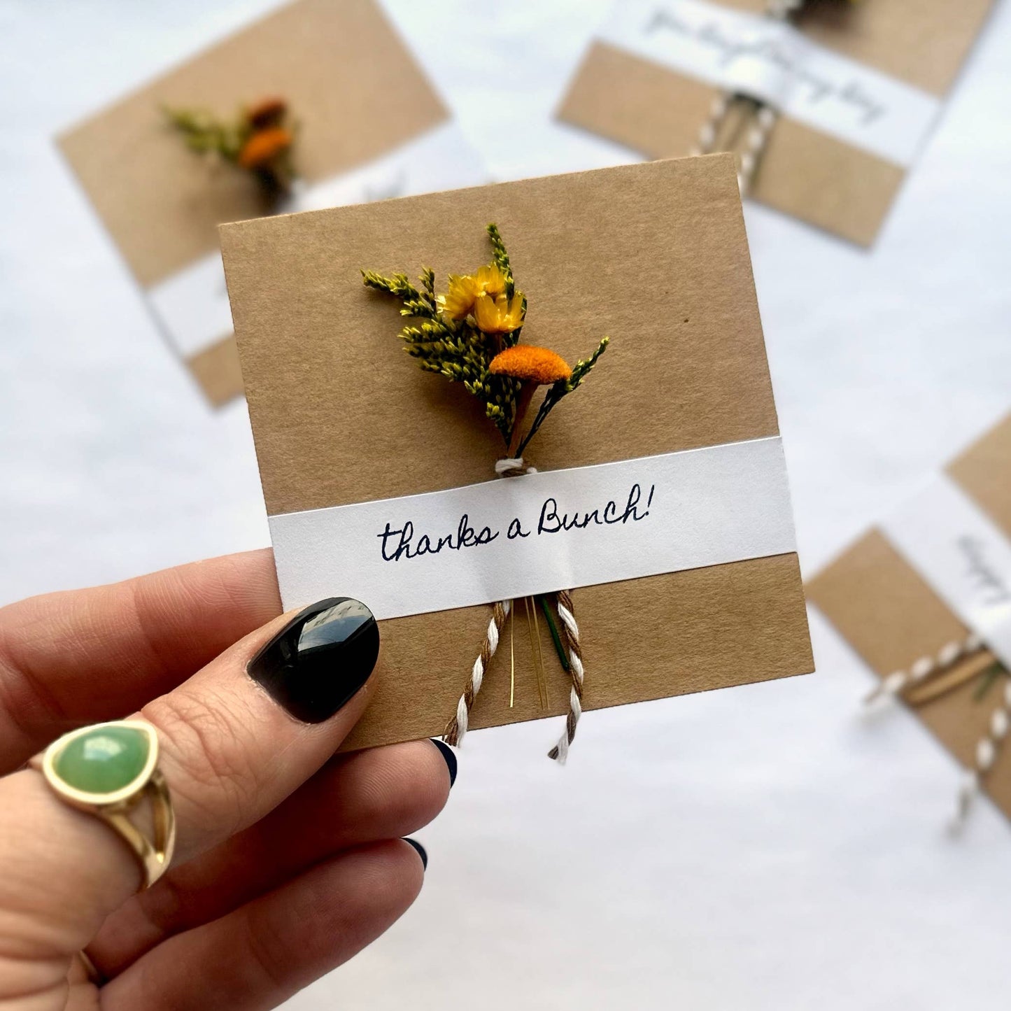 Thanks a Bunch Mini Orange Dried Floral Bouquet Card 