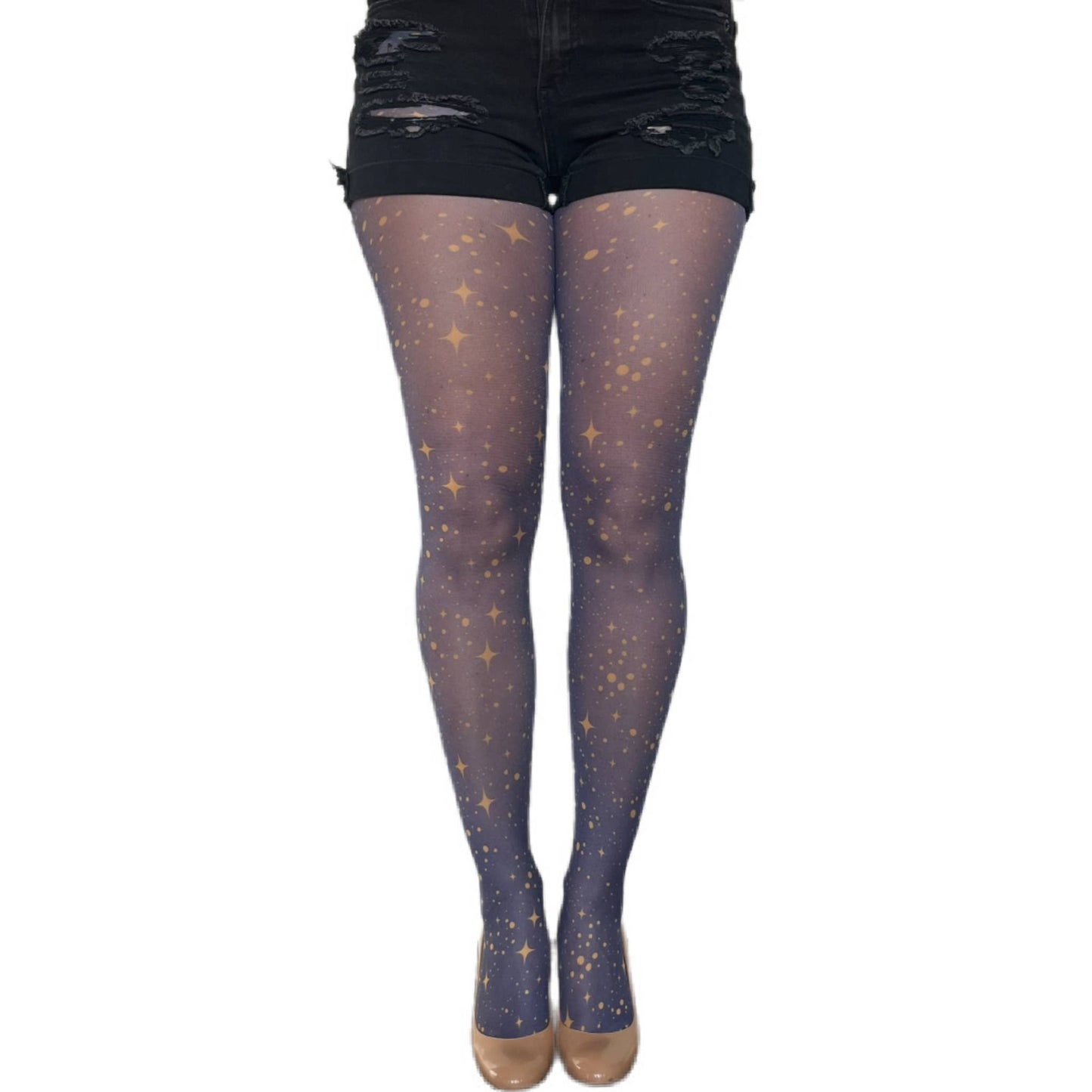 Navy & Gold Star Patterned Tights