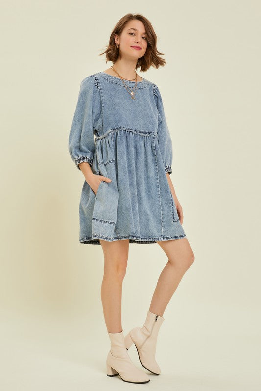 Heyson Washed Denim Oversized Babydoll Dress