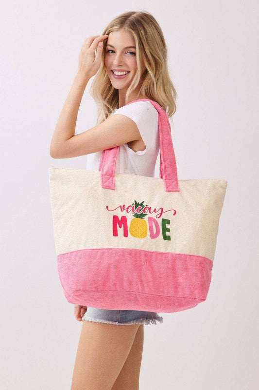 MB0343 Vacay Mode Terry Beach Tote Bag