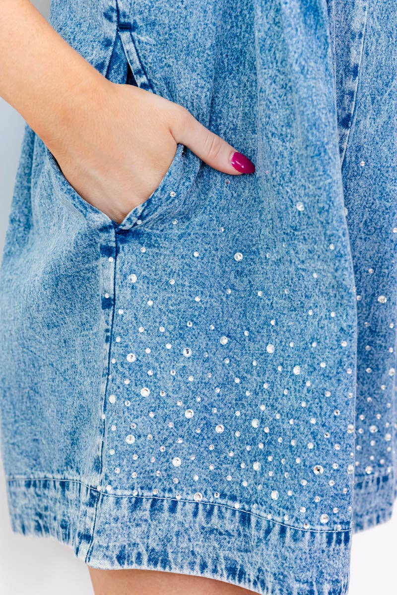 Starstruck Sparkle Denim Romper