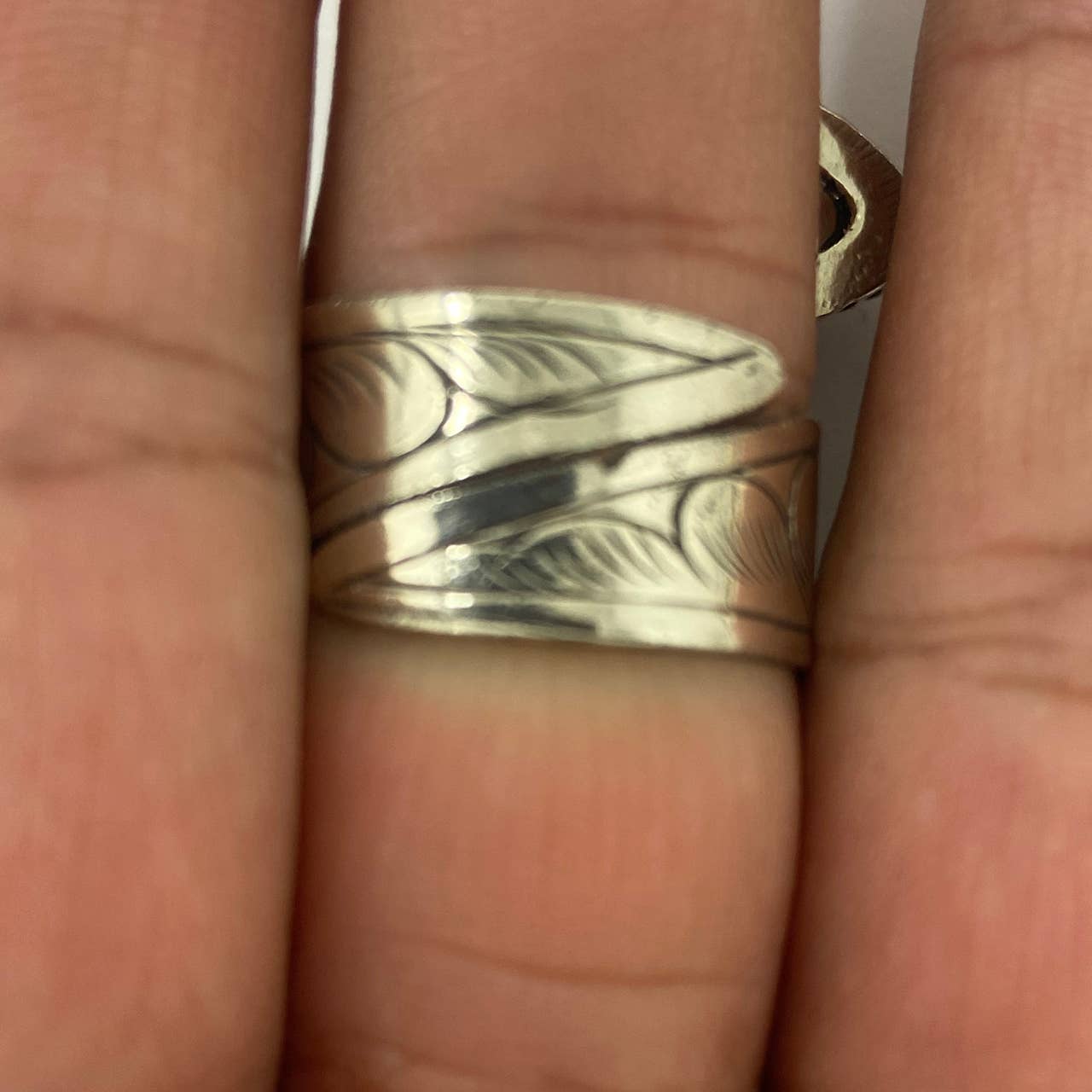 Bone Half moon Metal Ring