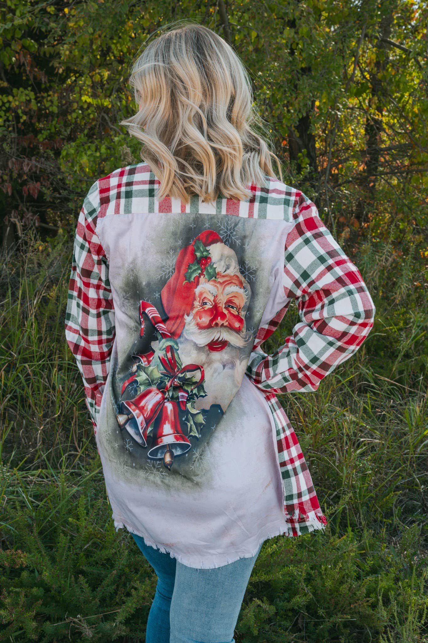 Vintage Santa Silk-Back Christmas Plaid