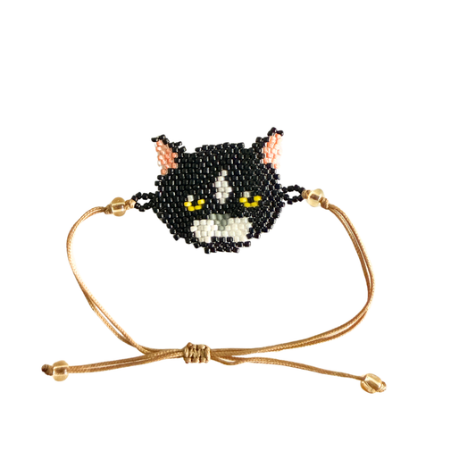 Beaded Black Cat Bracelet
