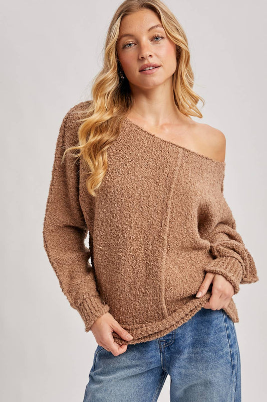 Cozy Bouclé Off-Shoulder Sweater