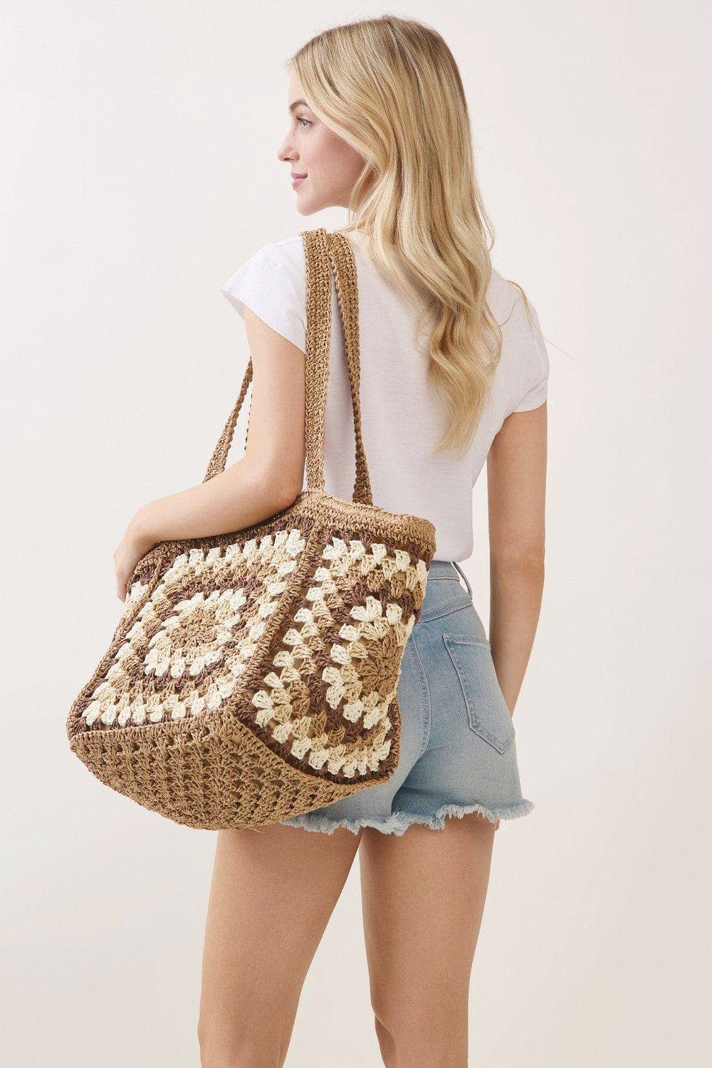 MB0353 Maisie Oversized Granny Square Chic Tote Bag