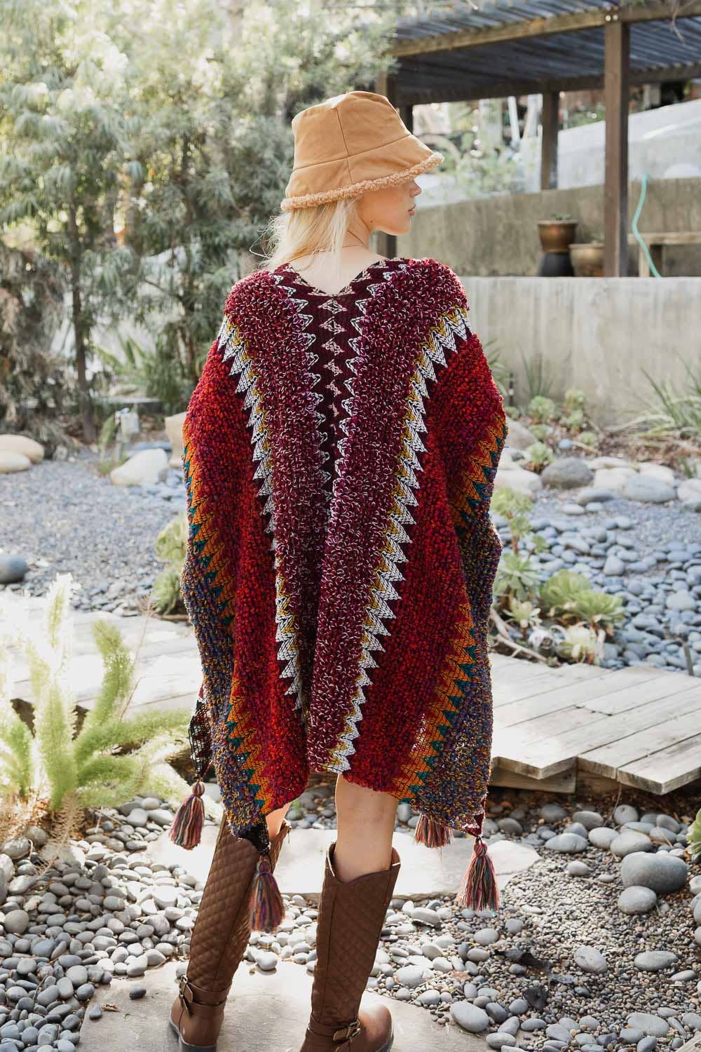 Western Colorful Crochet Patterned Ruana - The Original!