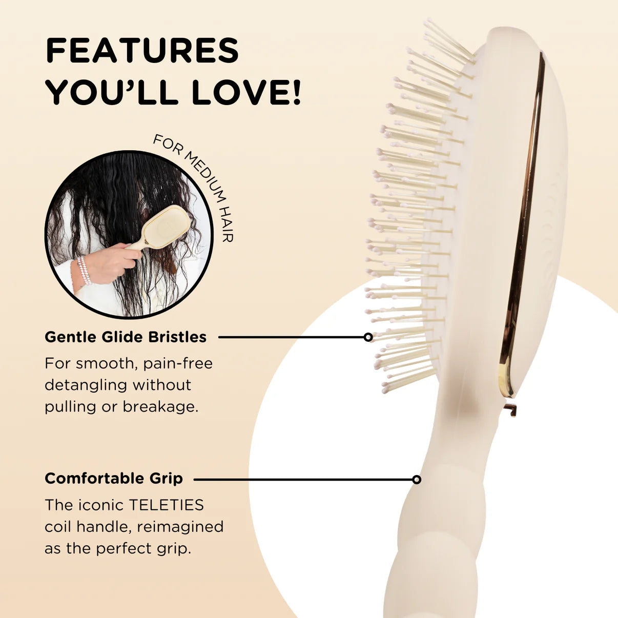 Teleties Detangler Hair Brush - Med Hair
