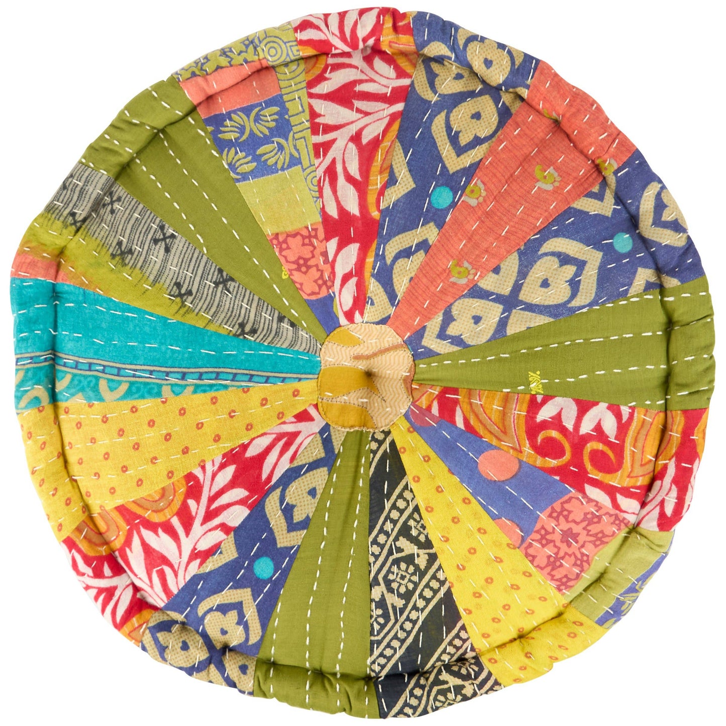 Round Kantha Floor Pillow