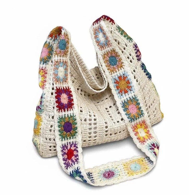 SF252119 Lottie Granny Square Chic Detailing Hobo Tote