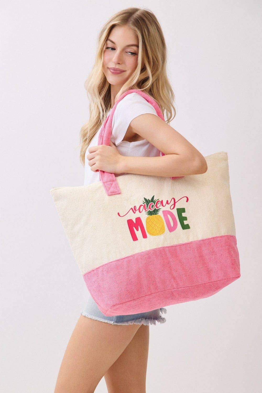 MB0343 Vacay Mode Terry Beach Tote Bag