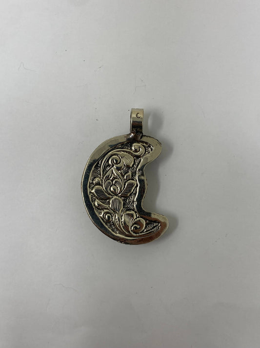 Bone Carved  Moon Face pendant