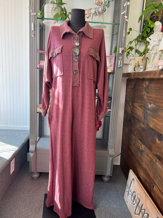 Burgundy Utility Jumpsuit