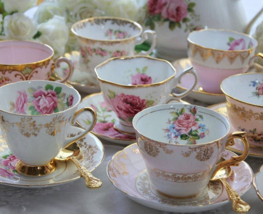 Vintage Assorted Teacups & Saucers - Mismatched China