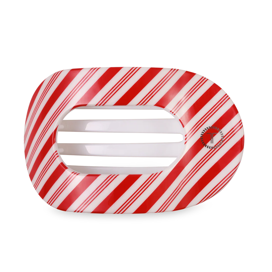 Candy Cane Crush Large Flat Round Hair Clip
