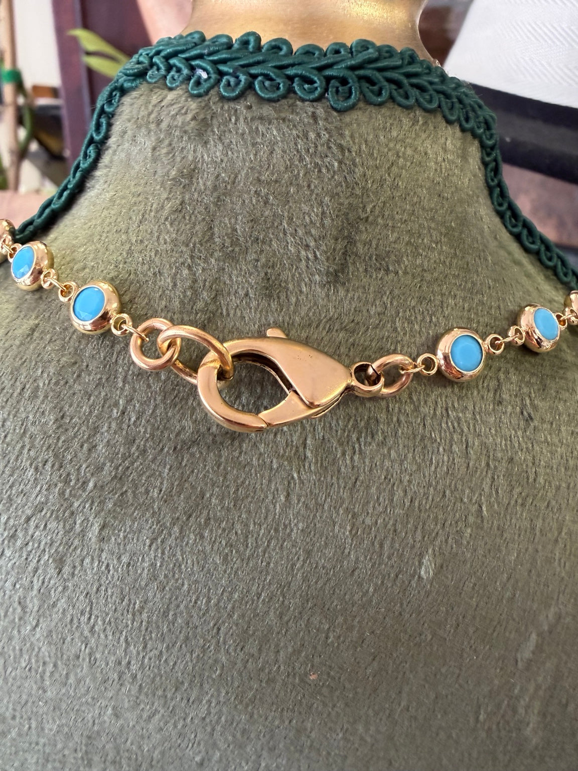 Mustard Seed Turquoise Disk Necklace