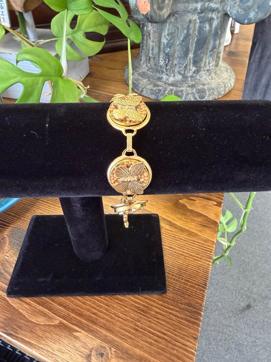 Mustard Seed Solid Gold Butterfly Bracelet