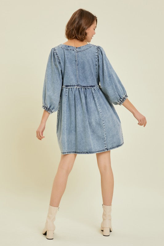 Heyson Washed Denim Oversized Babydoll Dress