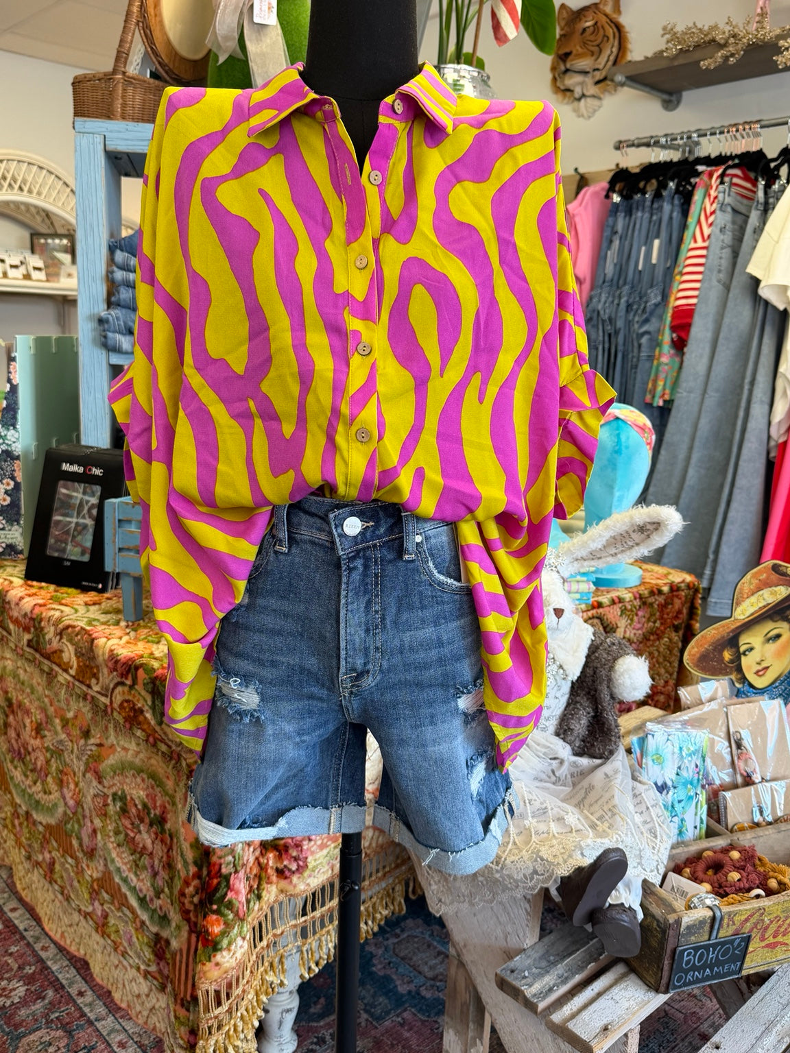 Wild Side Oversized Button-Down Top