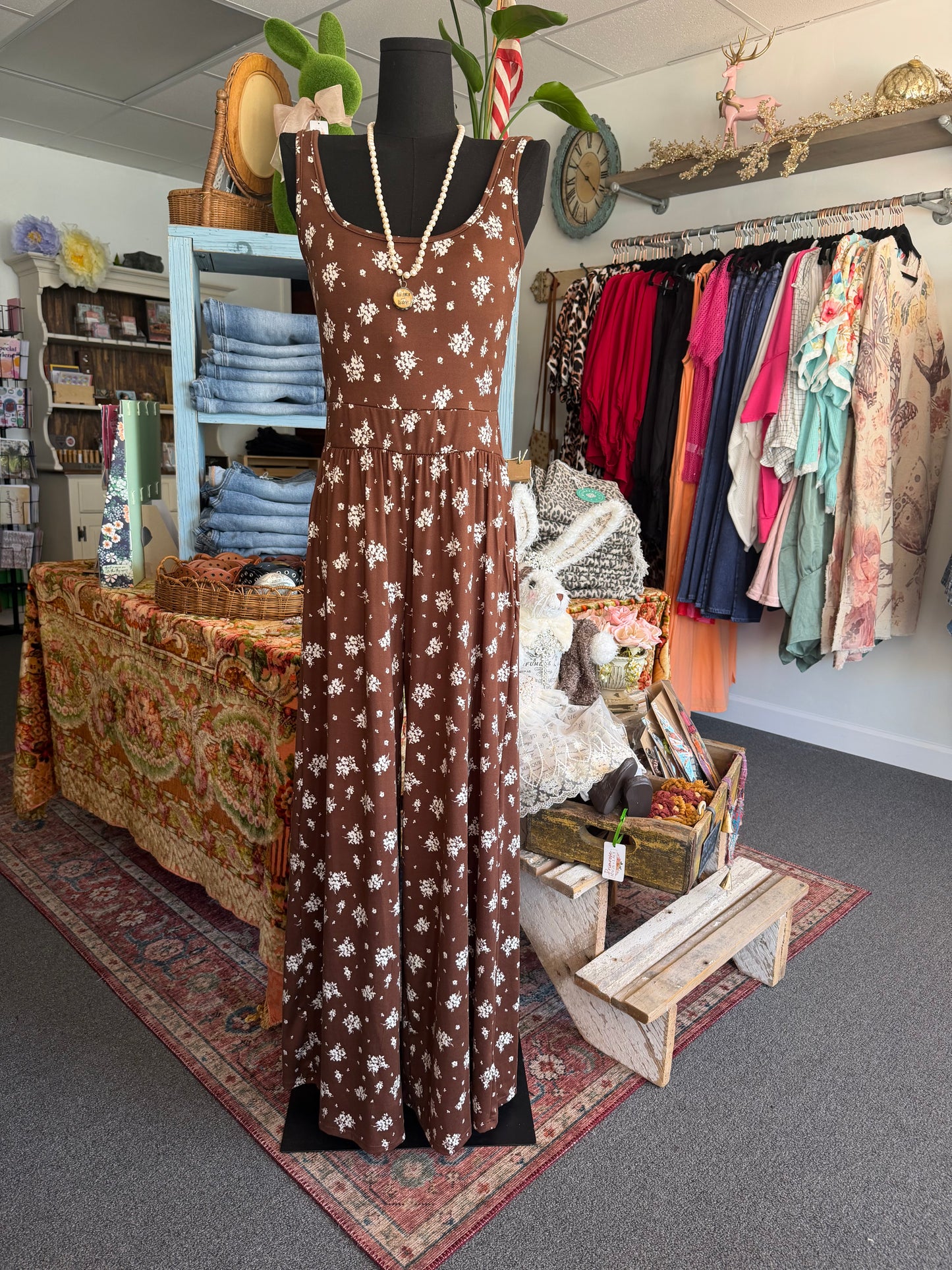 Chocolate Blossom Wide Leg Romper