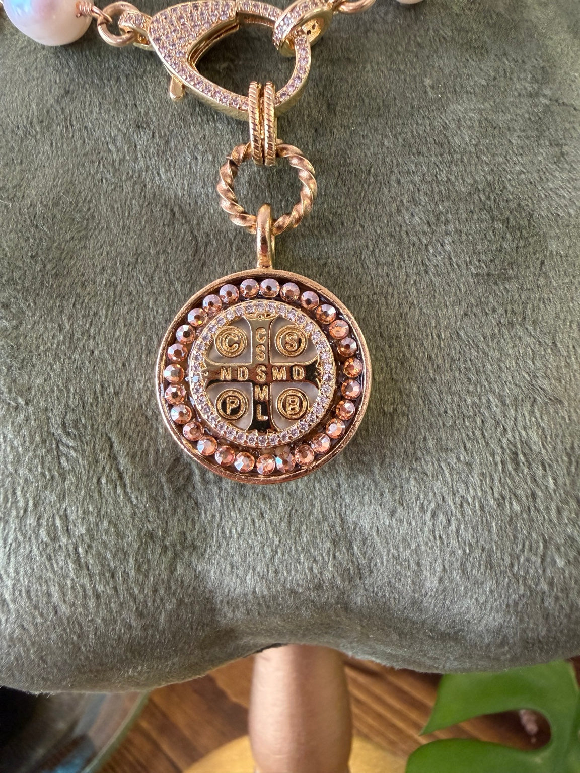 St. Benedict Medal Pearl Necklace
