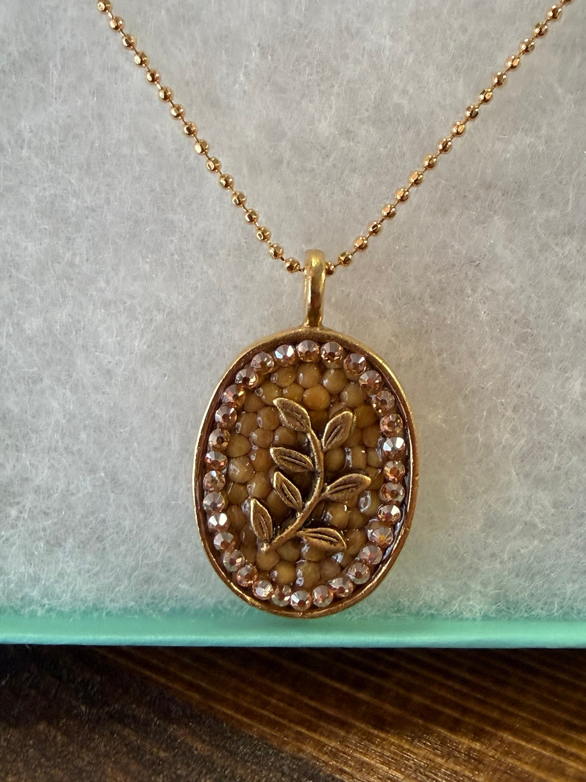 Mustard Seed Vine Oval Necklace
